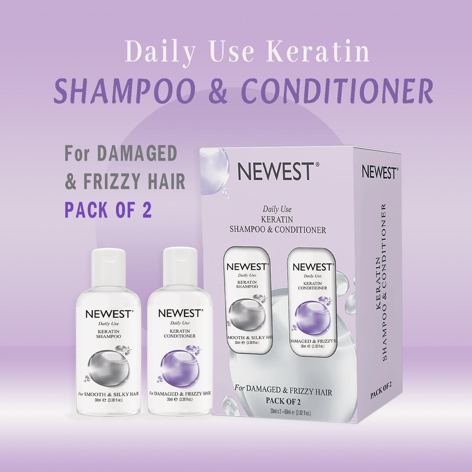 NEWEST DAILY USE KERATIN SHAMPOO & CONDITIONER (30ML X 2)