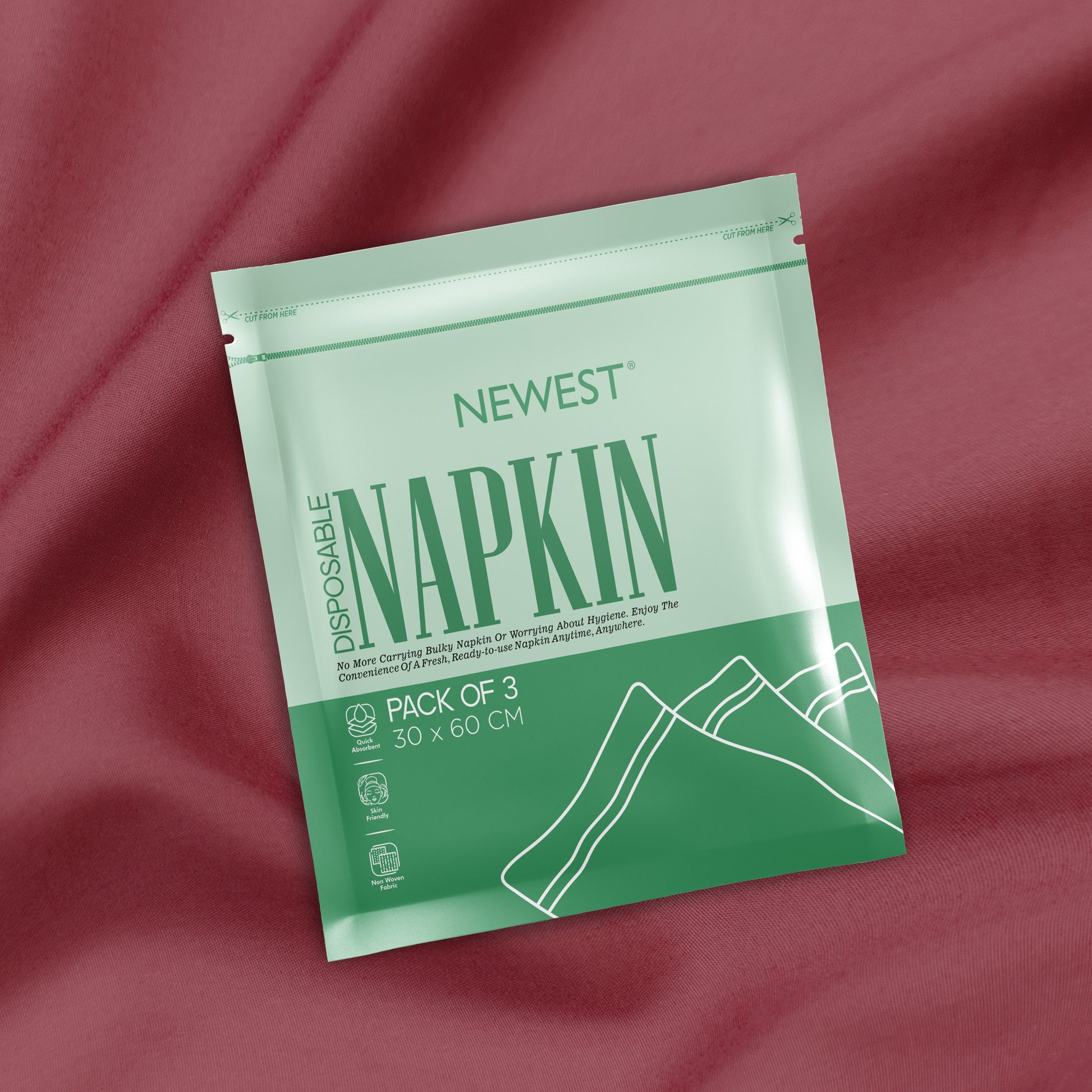 NEWEST DISPOSABLE NAPKIN PACK OF 3 (30X60 CM)