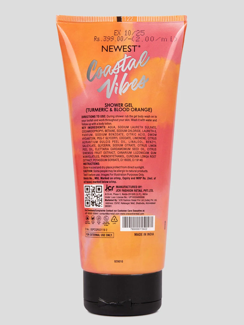 NEWEST COASTAL VIBES BLOOD ORANGE & TURMERIC SHOWER GEL 200ML