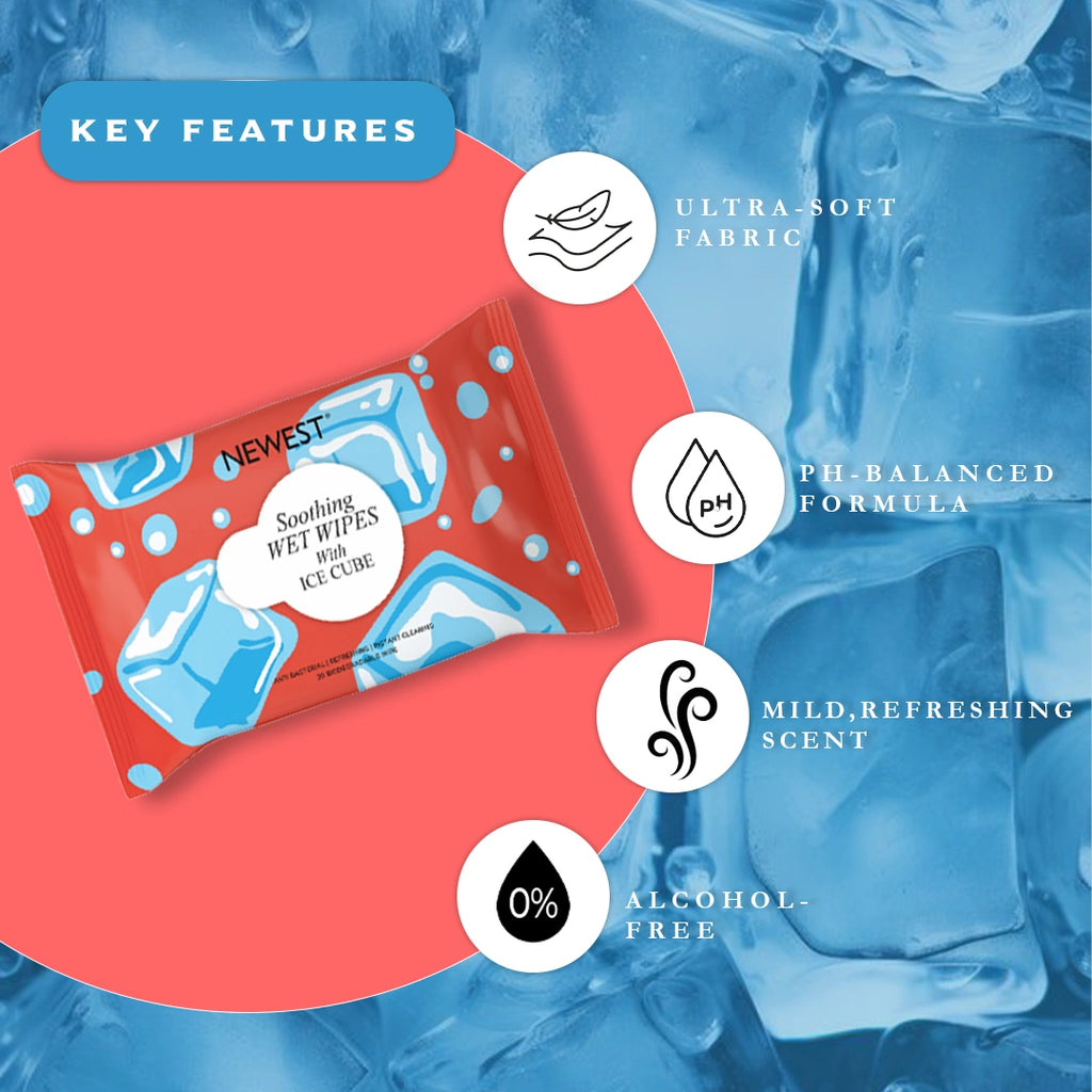 NEWEST SOOTHING WET WIPES WITH ICE CUBES - 20 PULLS