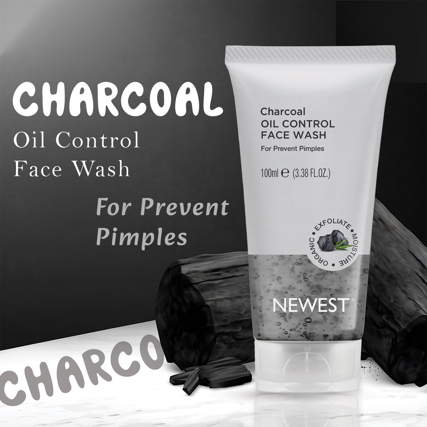 NEWEST CHARCOAL OIL CONTROL FACE WASH (100 ML)