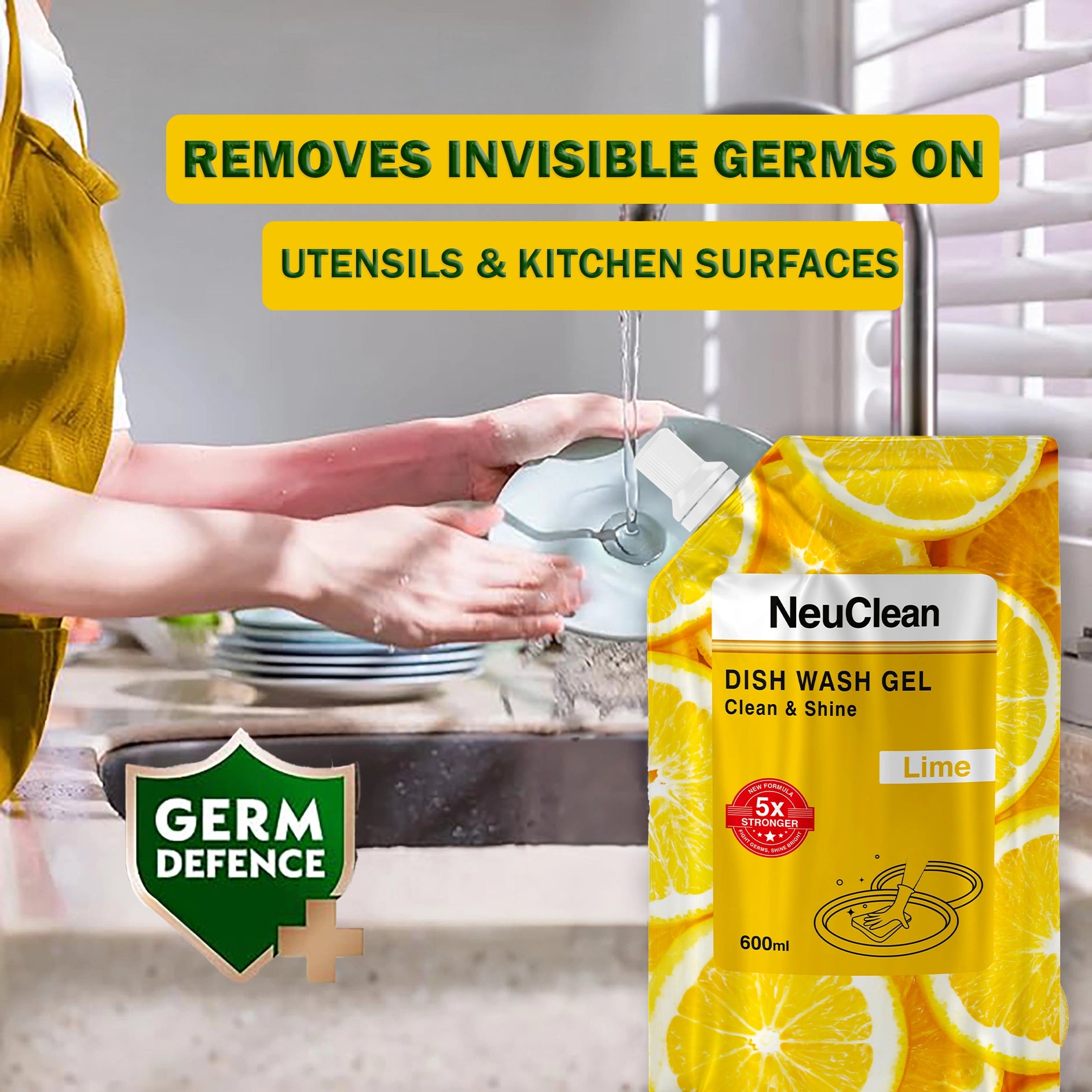 NEUCLEAN DISH WASH GEL LIME REFILLER PACK 600ML