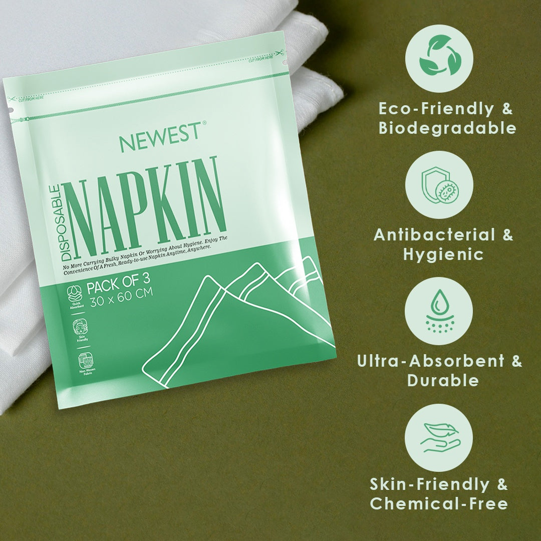 NEWEST DISPOSABLE NAPKIN PACK OF 3 (30X60 CM)