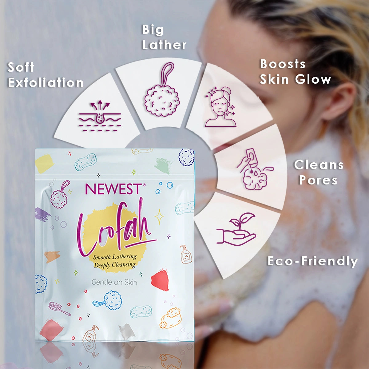 NEWEST LOOFAH SMOOTH LATHERING FOR GENTLE SKIN