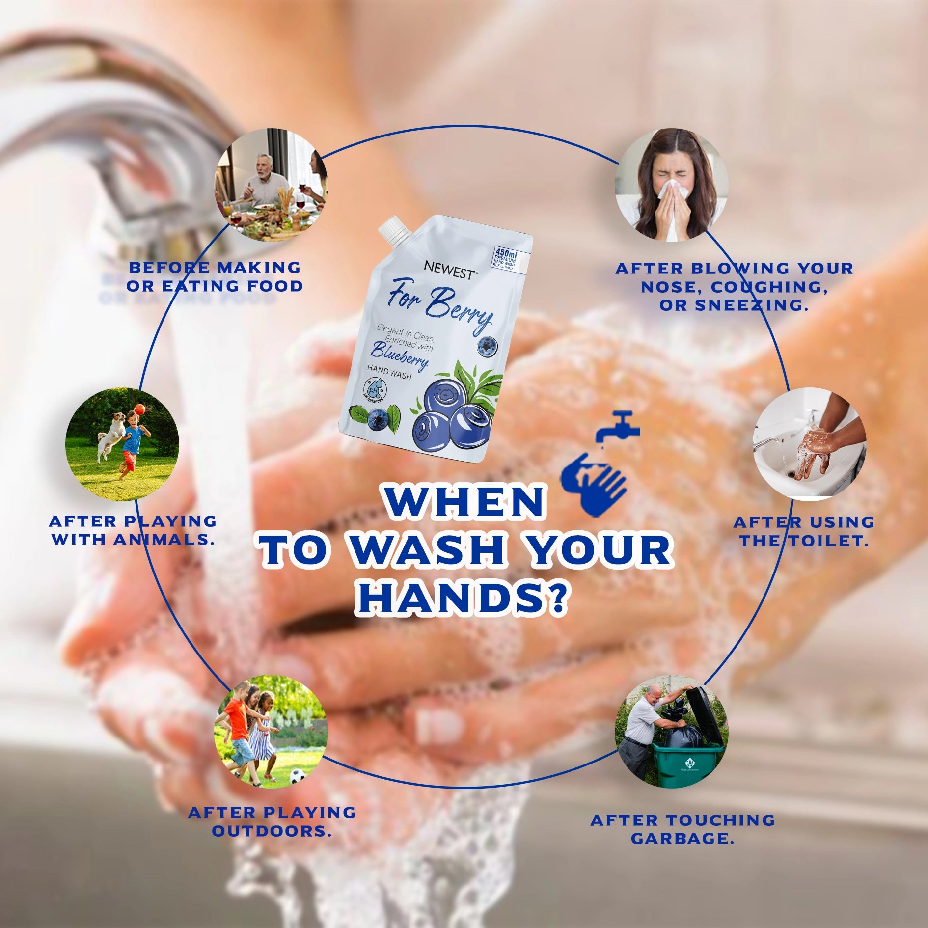 NEWEST FOR BERRY BLUEBERRY HANDWASH REFILL PACK (450 ML)