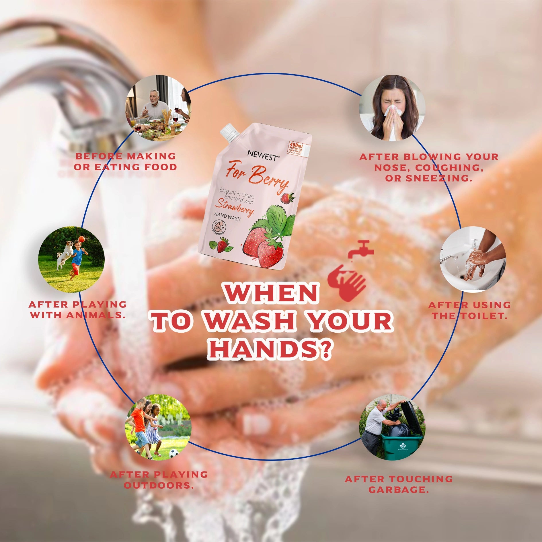NEWEST FOR BERRY STRAWBERRY HANDWASH REFILL PACK(450 ML)
