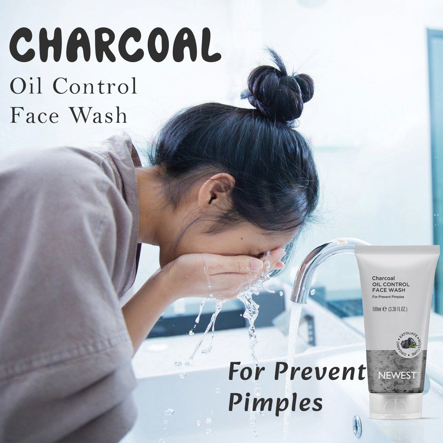 NEWEST CHARCOAL OIL CONTROL FACE WASH (100 ML)