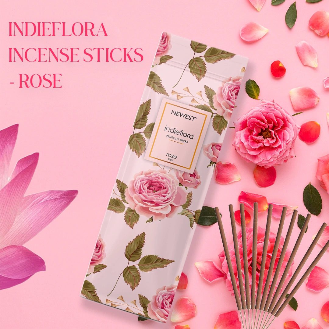 NEWEST INDIEFLORA INCENSE STICKS - ROSE (50GM)