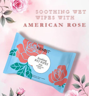 NEWEST SOOTHING WET WIPES WITH AMERICAN ROSE - 20 PULLS