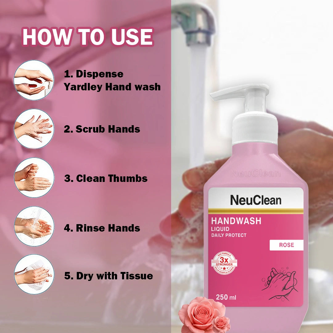 NEUCLEAN HANDWASH LIQUID DAILY PROTECT ROSE 250ML