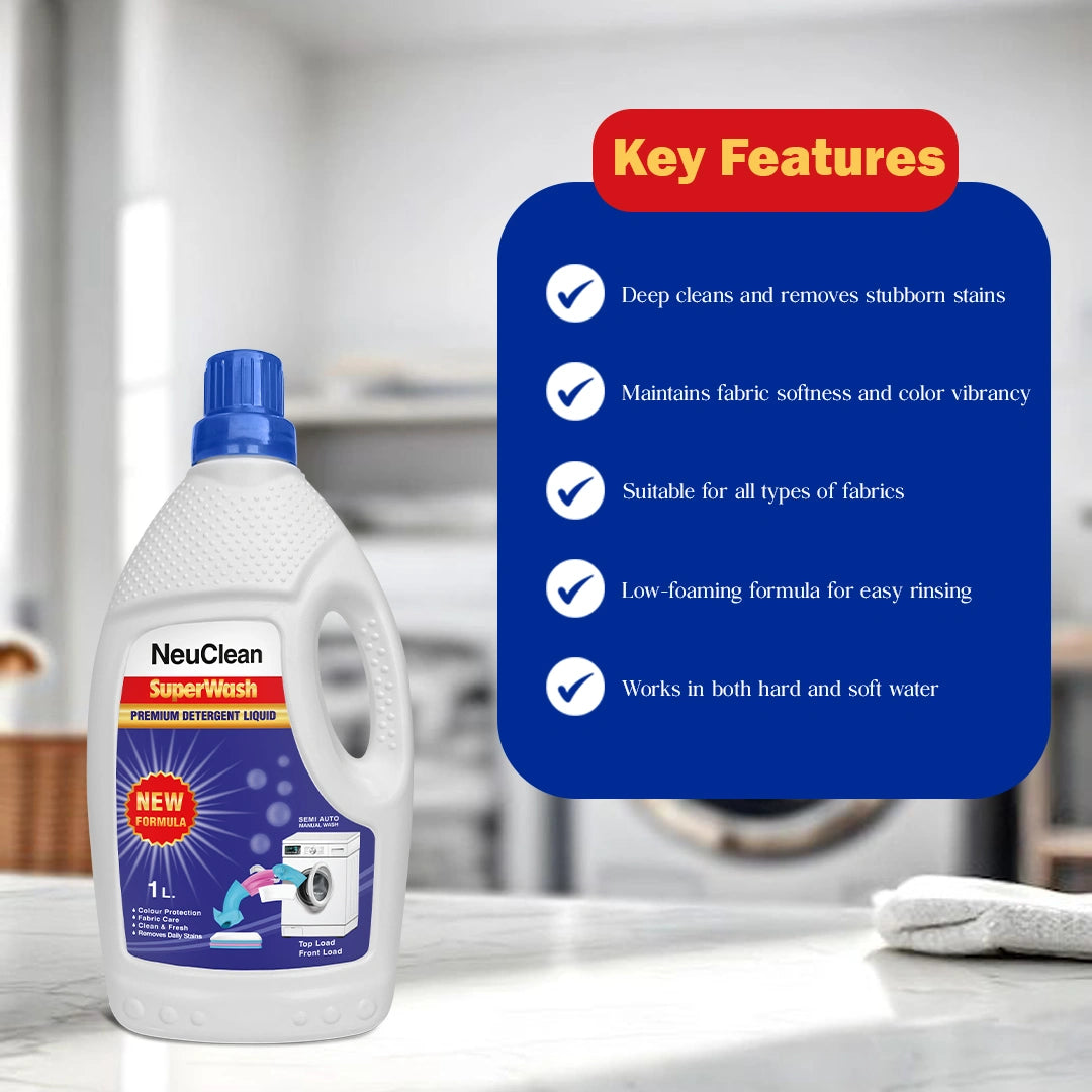 NEUCLEAN SUPER WASH LIQUID DETERGENT 1 LTR