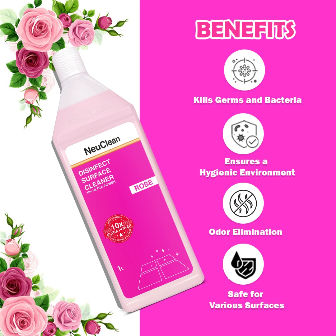 NEUCLEAN DISINFECT SURFACE CLEANER 10X ULTRA POWER- Rose (1L)