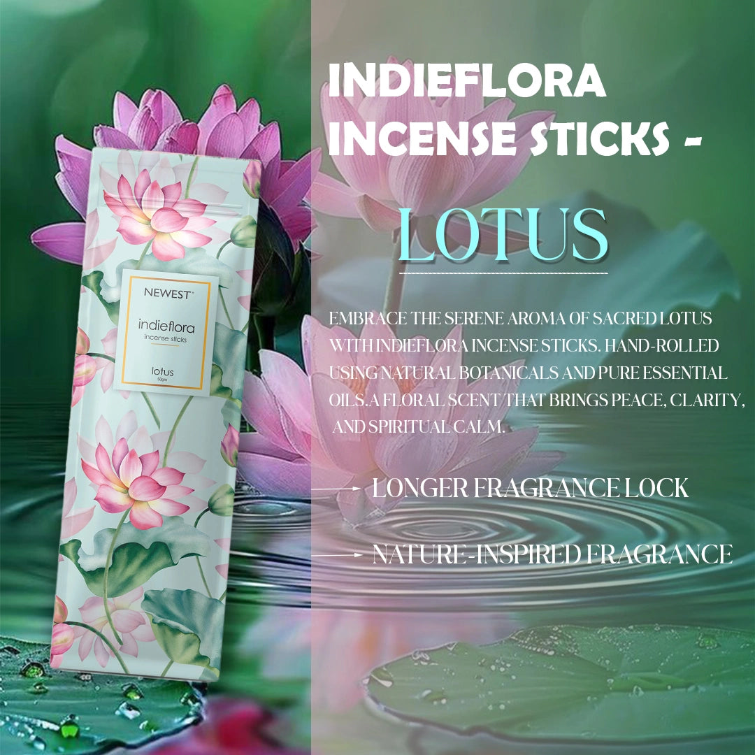 NEWEST INDIEFLORA INCENSE STICKS - LOTUS (50GM)
