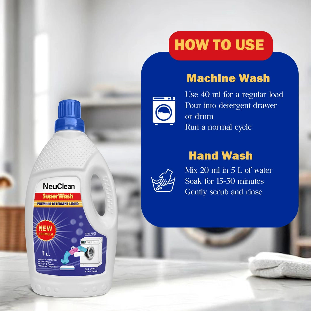 NEUCLEAN SUPER WASH LIQUID DETERGENT 1 LTR