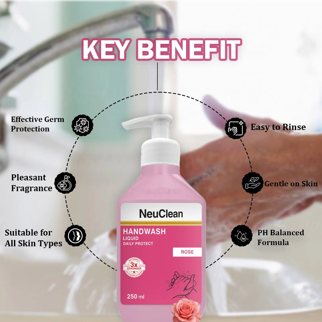 NEUCLEAN HANDWASH LIQUID DAILY PROTECT ROSE 250ML
