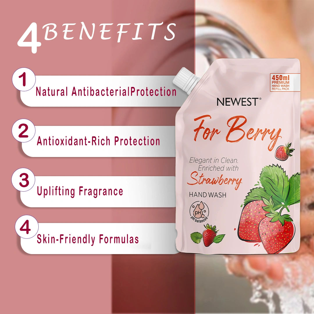 NEWEST FOR BERRY STRAWBERRY HANDWASH REFILL PACK(450 ML)
