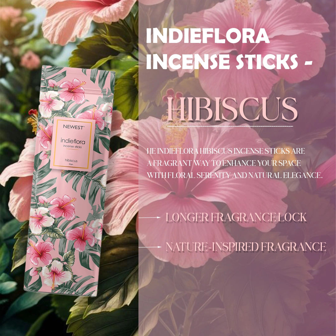 NEWEST INDIEFLORA INCENSE STICKS - HIBISCUS (50GM)