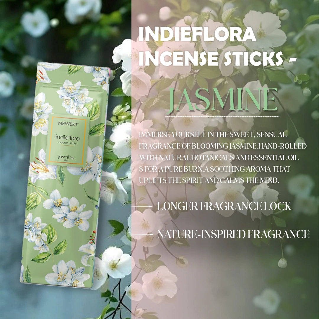 NEWEST INDIEFLORA INCENSE STICKS - JASMINE (50GM)