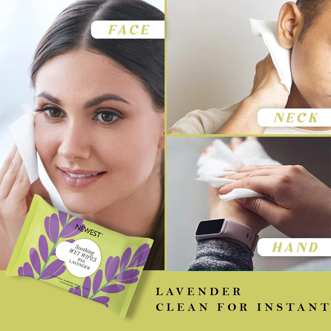 NEWEST SOOTHING WET WIPES WITH LAVENDER - 20 PULLS