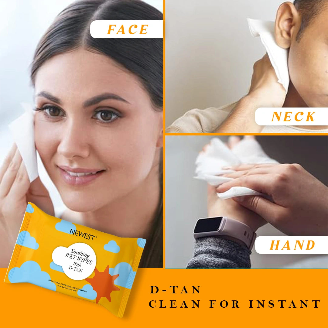 NEWEST SOOTHING WET WIPES WITH D-TAN - 20 PULLS