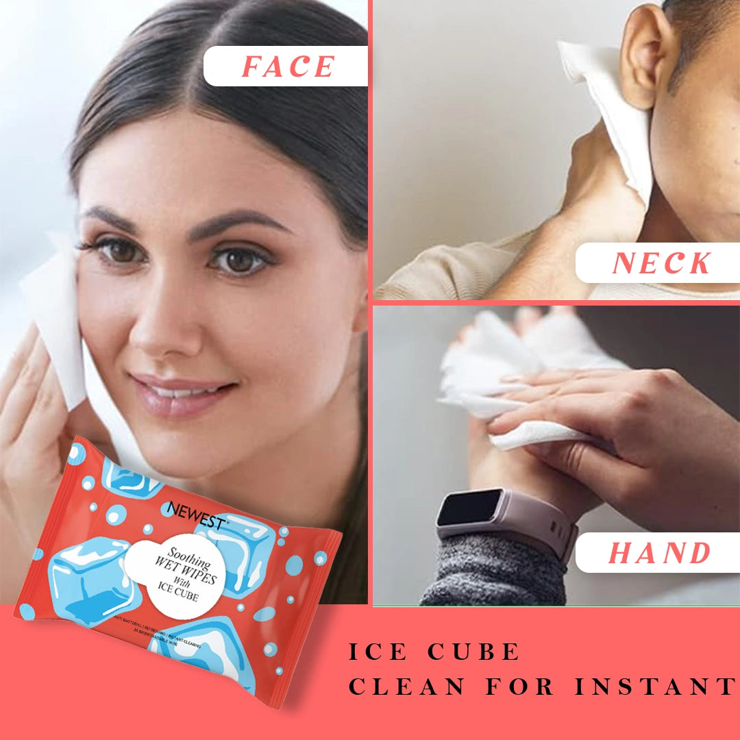 NEWEST SOOTHING WET WIPES WITH ICE CUBES - 20 PULLS