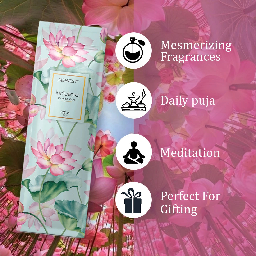 NEWEST INDIEFLORA INCENSE STICKS - LOTUS (50GM)