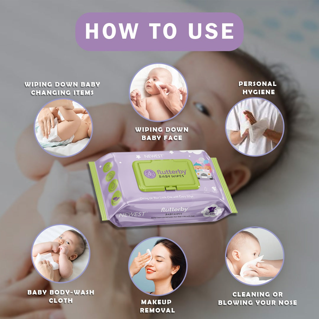 NEWEST FLUTTERBY BABY WIPES (60 PULLS)