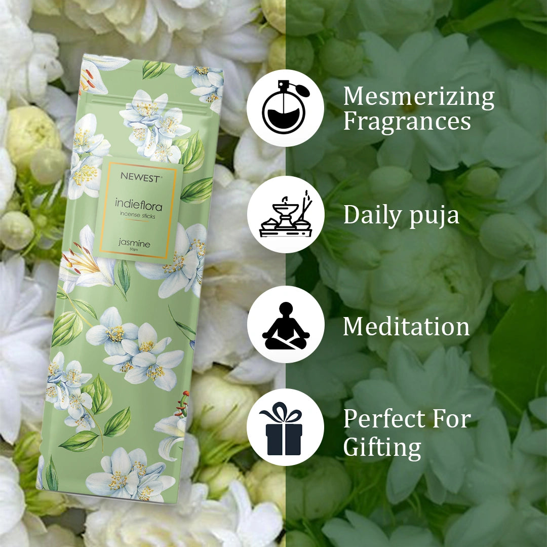 NEWEST INDIEFLORA INCENSE STICKS - JASMINE (50GM)