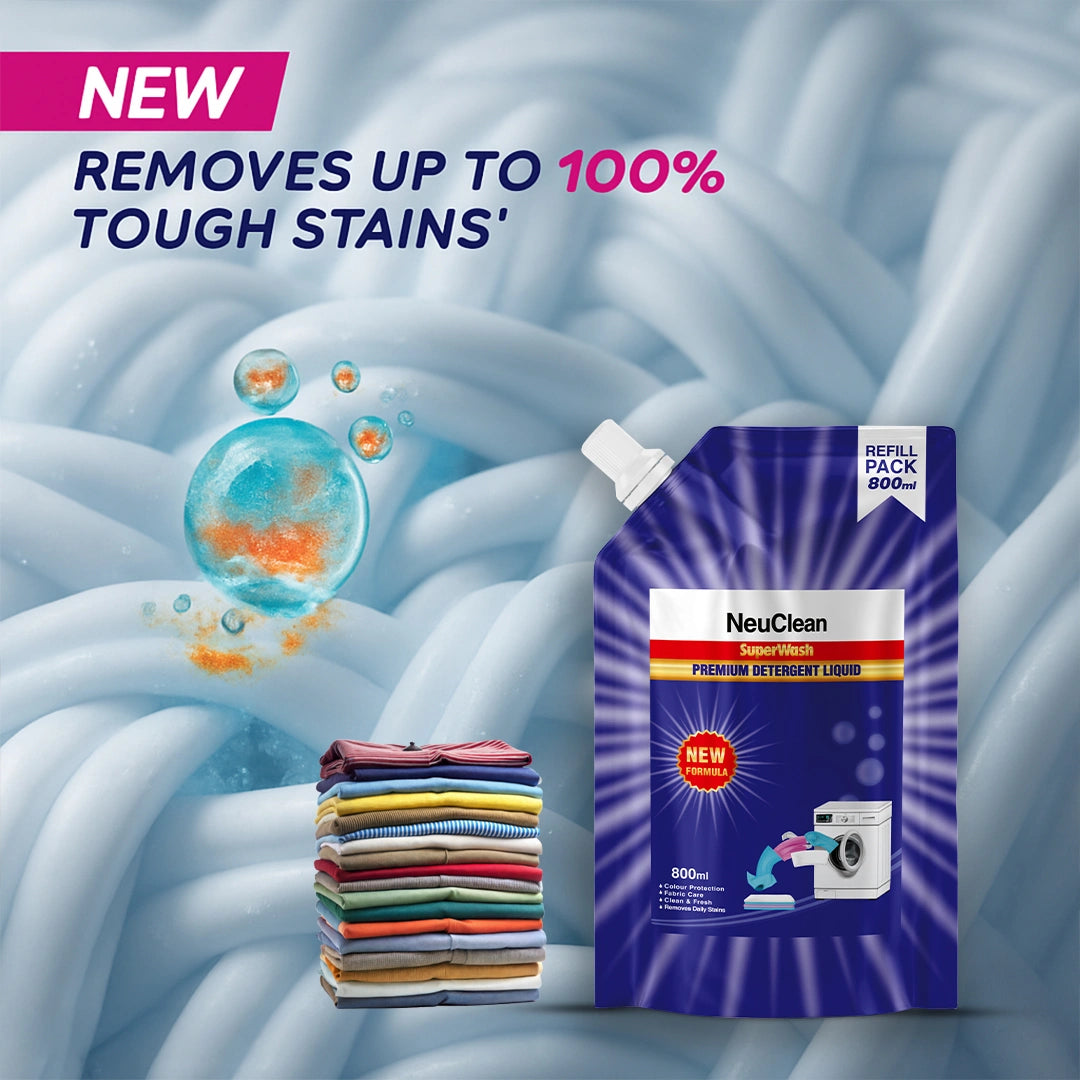NEUCLEAN SUPERWASH PREMIUM DETERGENT LIQUID REFILL PACK (800ML)