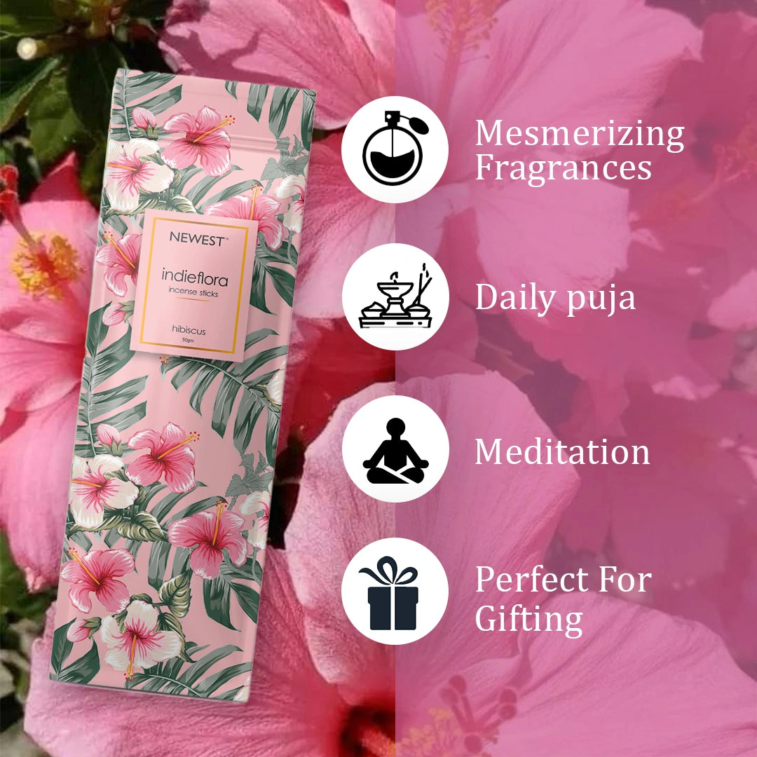 NEWEST INDIEFLORA INCENSE STICKS - HIBISCUS (50GM)