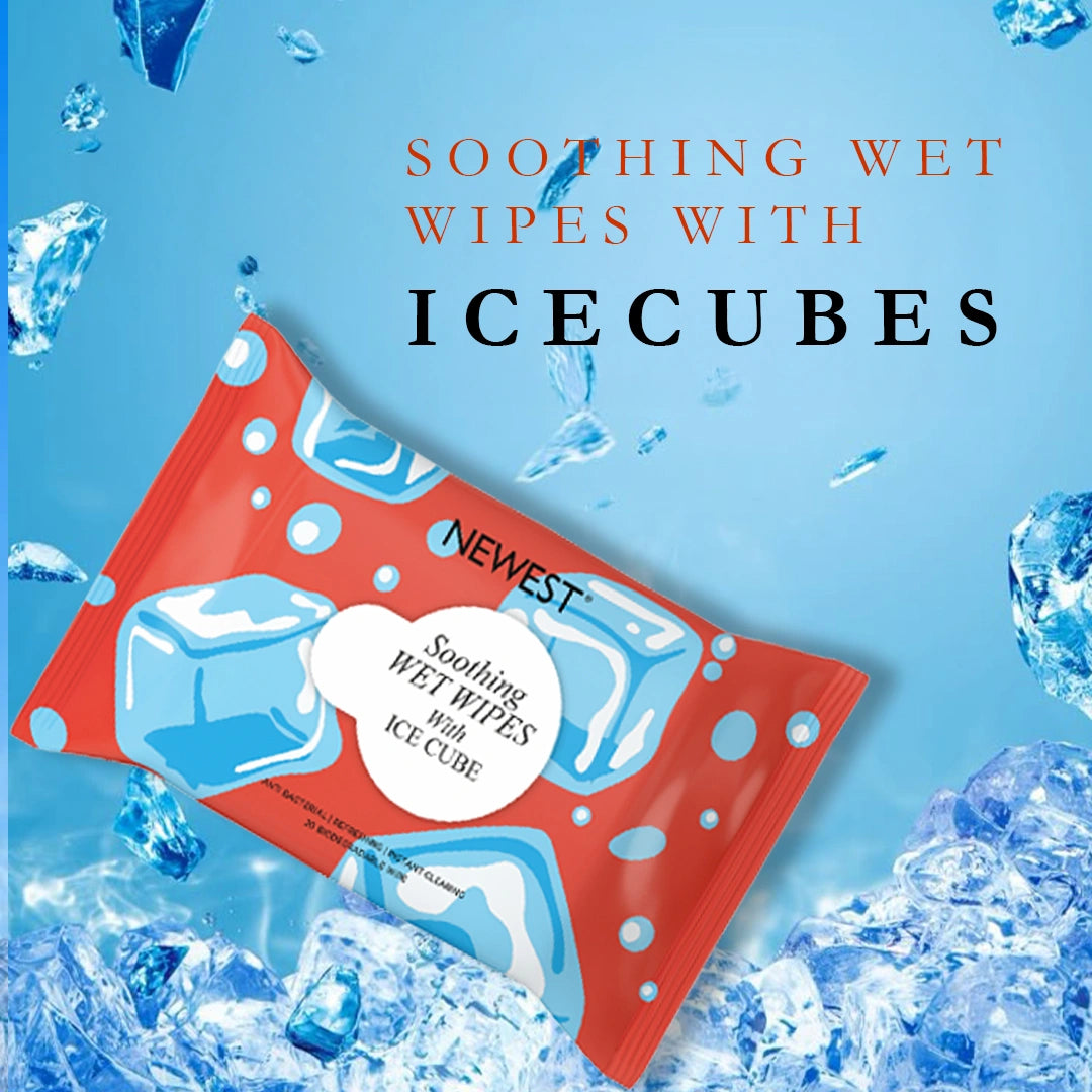 NEWEST SOOTHING WET WIPES WITH ICE CUBES - 20 PULLS