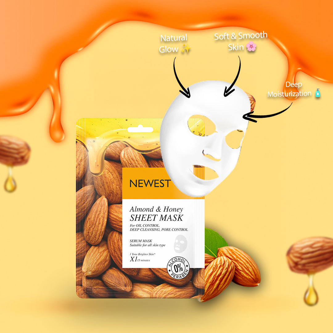 NEWEST ALMOND & HONEY SHEET MASK WITH EXTRA SERUM
