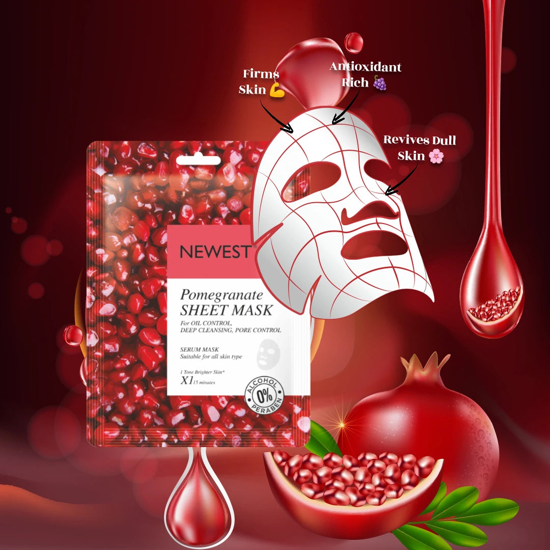 NEWEST POMEGRANATE SHEET MASK WITH EXTRA SERUM