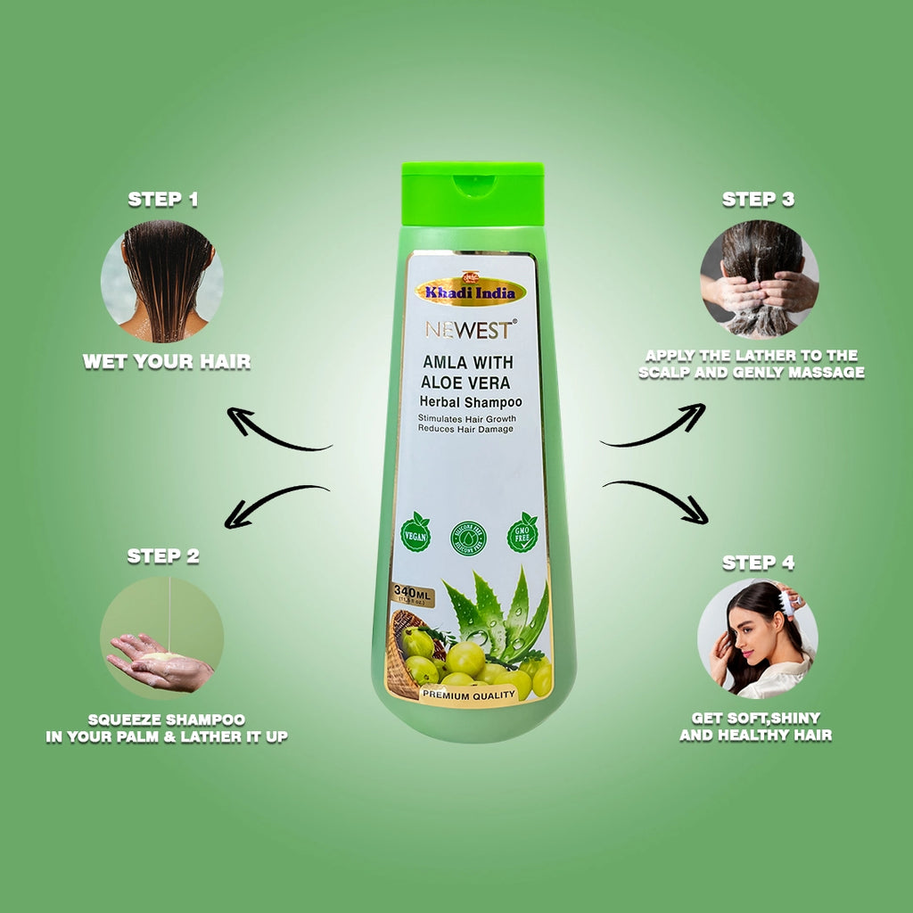 NEWEST AMLA WITH ALOE VERA HERBAL SHAMPOO 340ML