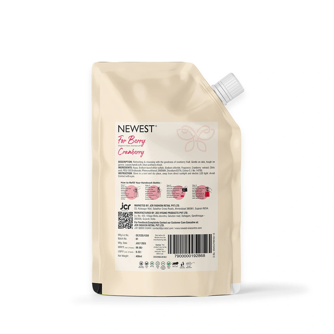 NEWEST FOR BERRY CRANBERRY HANDWASH REFILL PACK (450 ML)