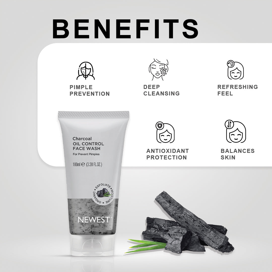 NEWEST CHARCOAL OIL CONTROL FACE WASH (100 ML)