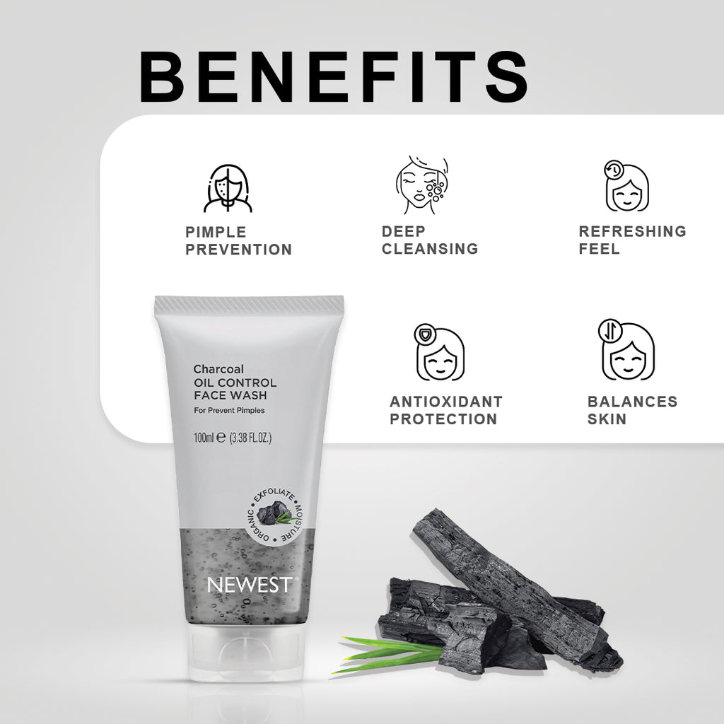 NEWEST CHARCOAL OIL CONTROL FACE WASH (100 ML)