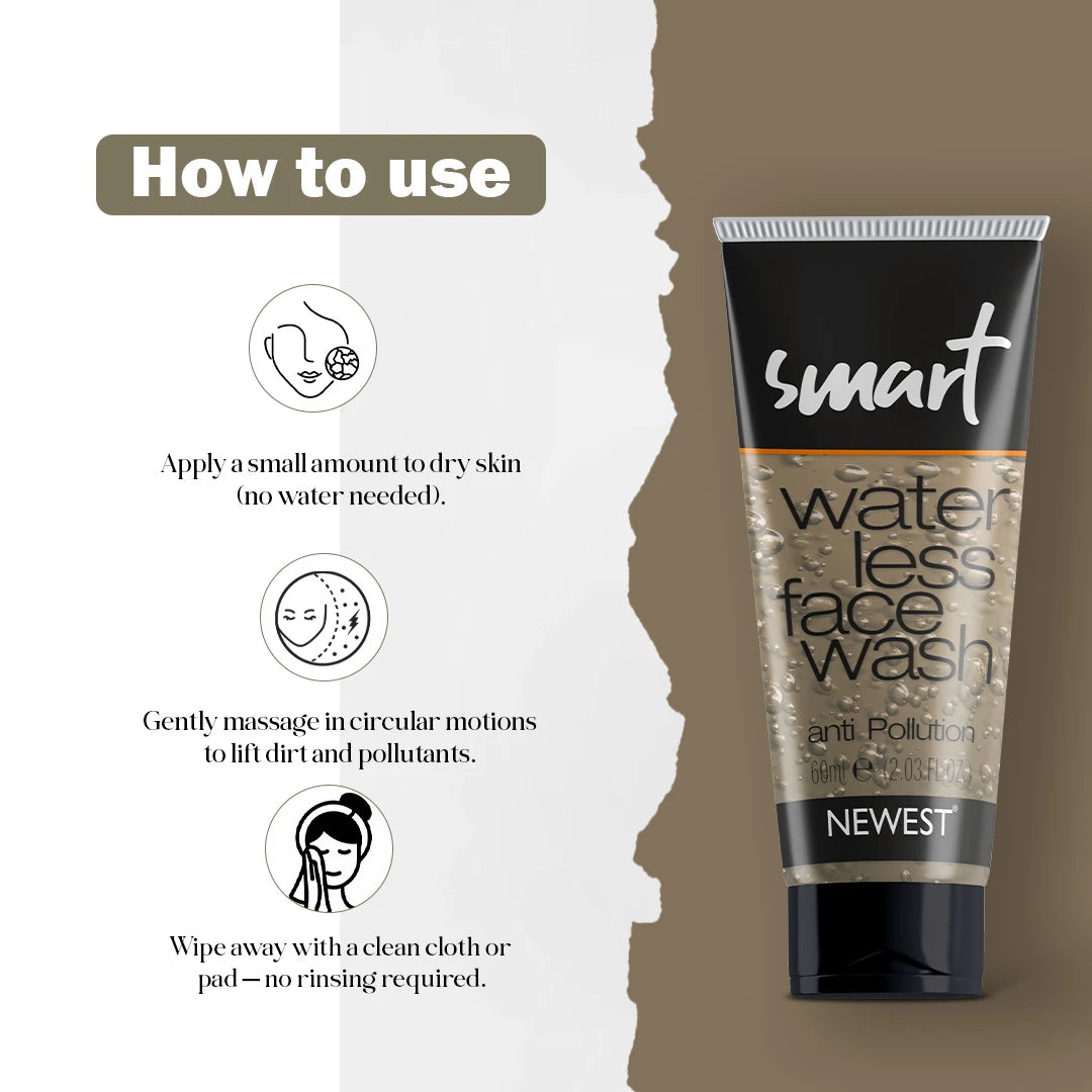 NEWEST SMART WATERLESS FACE WASH - ANTI POLLUTION (60ML)