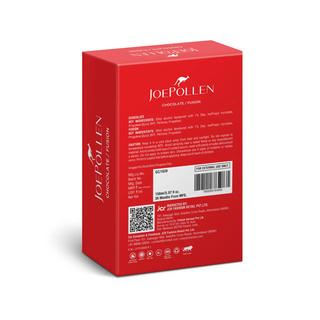 JOE POLLEN CHOCOLATE/FUSION DEO COMBO FOR HIM(150ML+150ML)