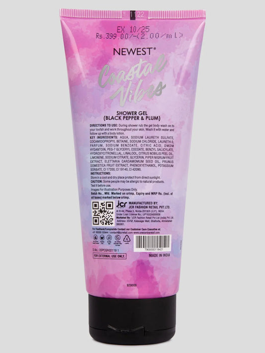 NEWEST COASTAL VIBES PLUM & BLACK PEPPER SHOWER GEL 200ML