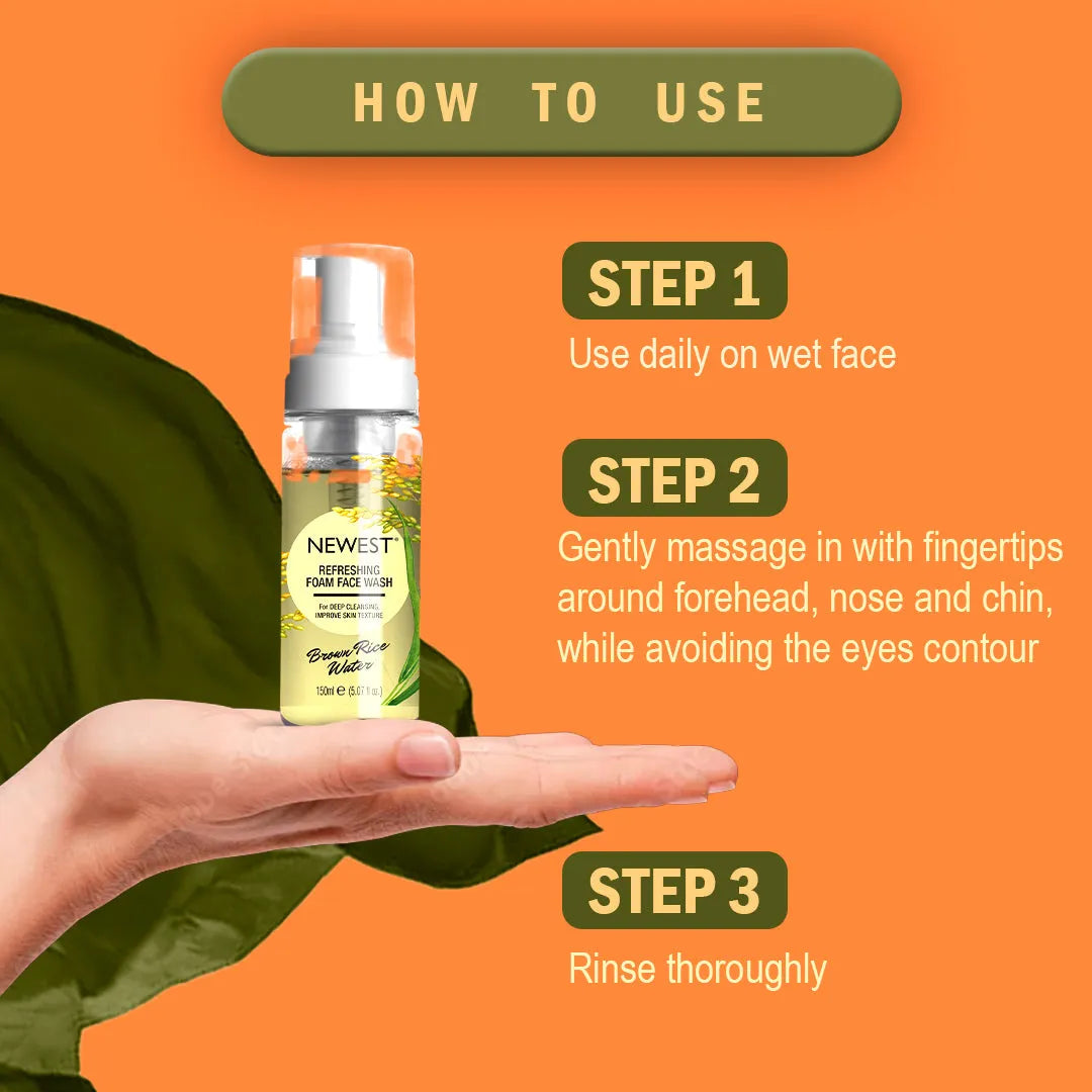 NEWEST BROWN RICE WATER FOAM FACE WASH 100ML