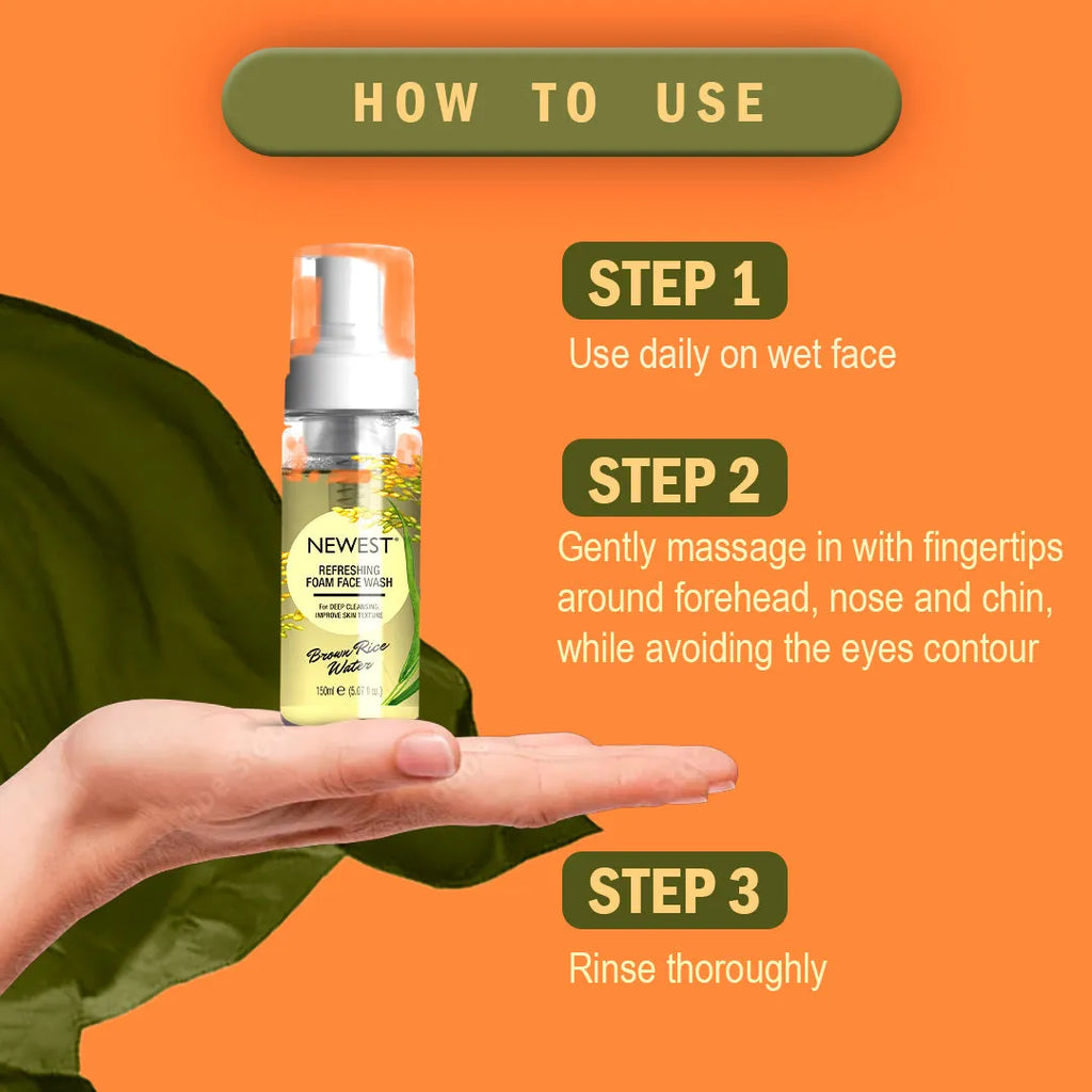 NEWEST BROWN RICE WATER FOAM FACE WASH 100ML