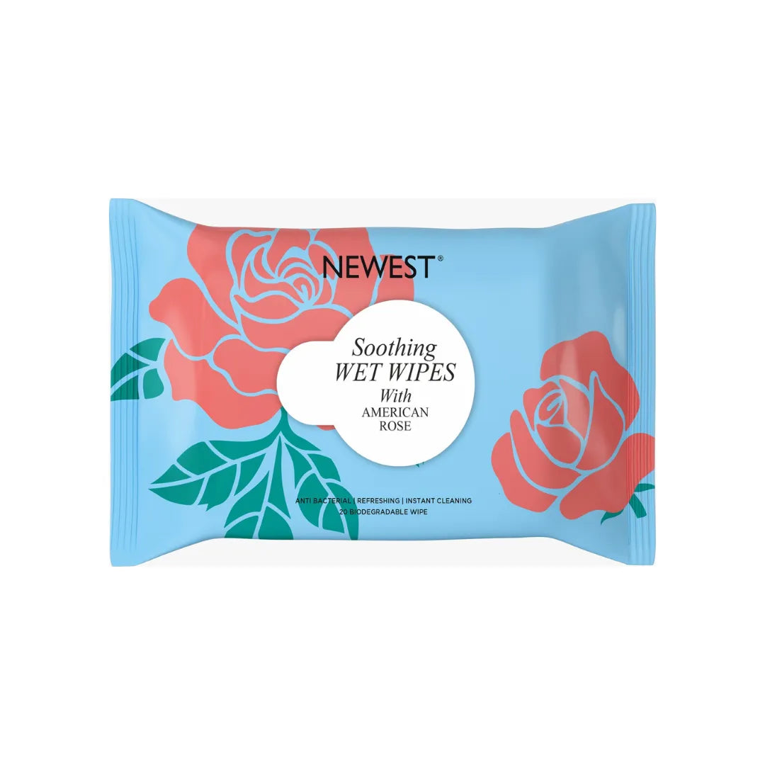 NEWEST SOOTHING WET WIPES WITH AMERICAN ROSE - 20 PULLS