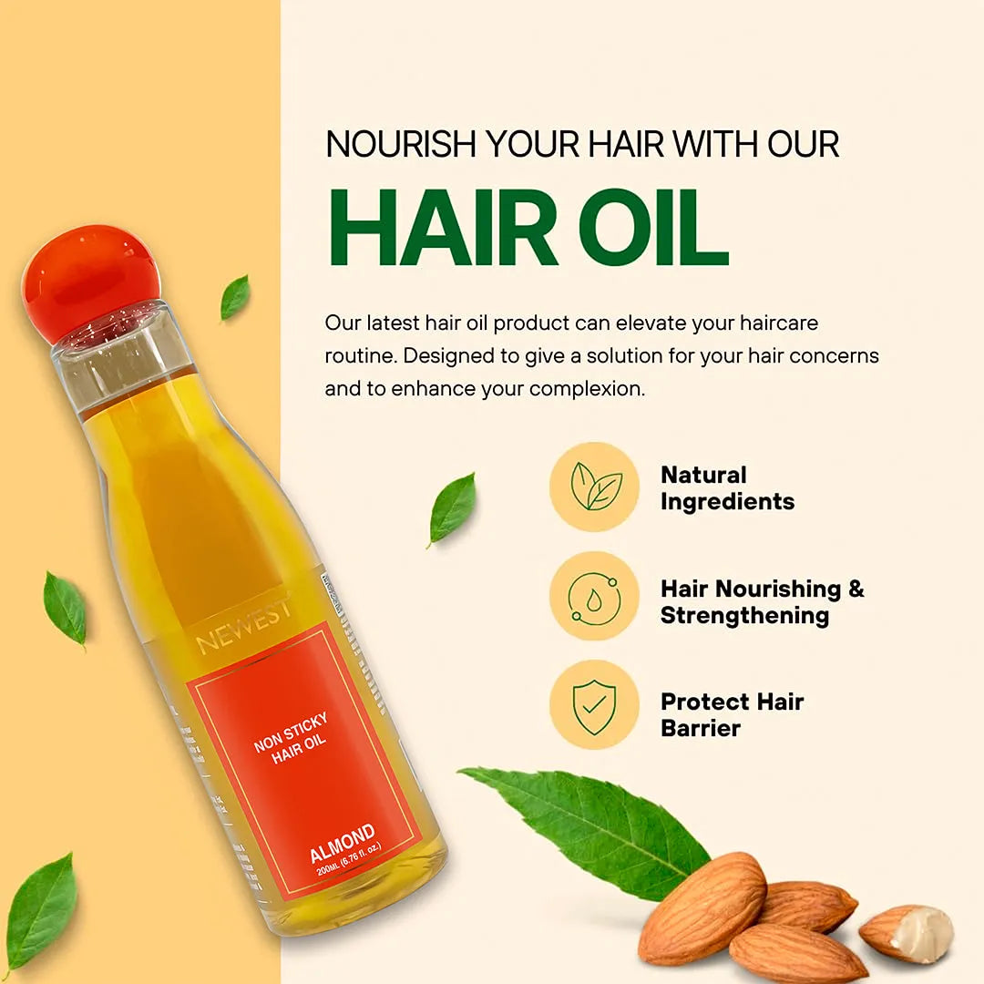 NEWEST NON STICK HAIR OIL ALMOND 200ML