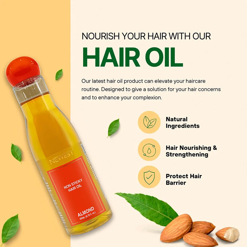 NEWEST NON STICK HAIR OIL ALMOND 200ML