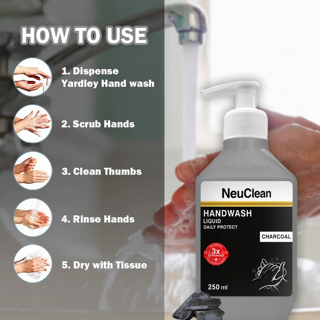 NEUCLEAN  HANDWASH LIQUID DAILY PROTECT CHARCOAL 250ML