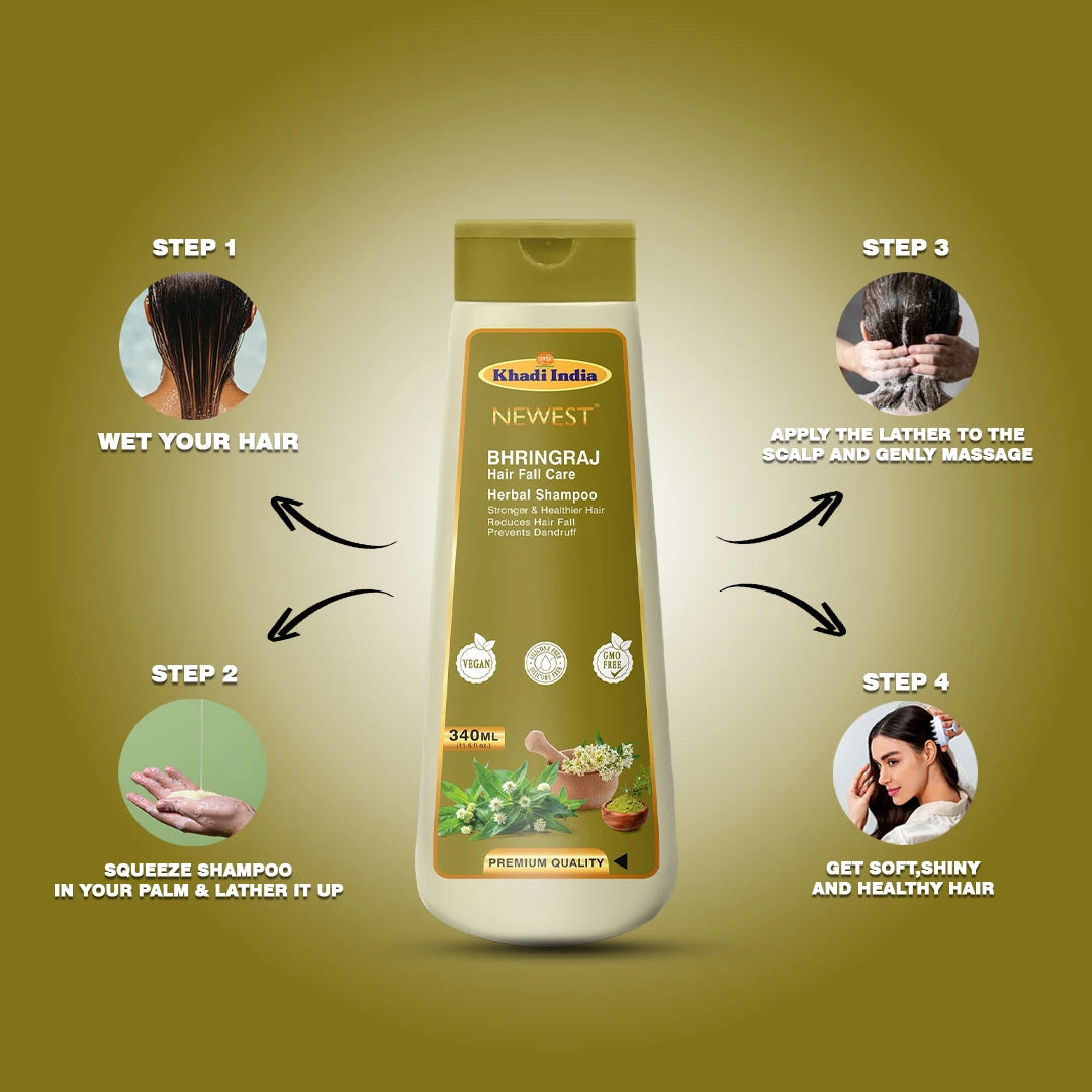 NEWEST BHRINGRAJ HAIR FALL CARE HERBAL SHAMPOO 340ML