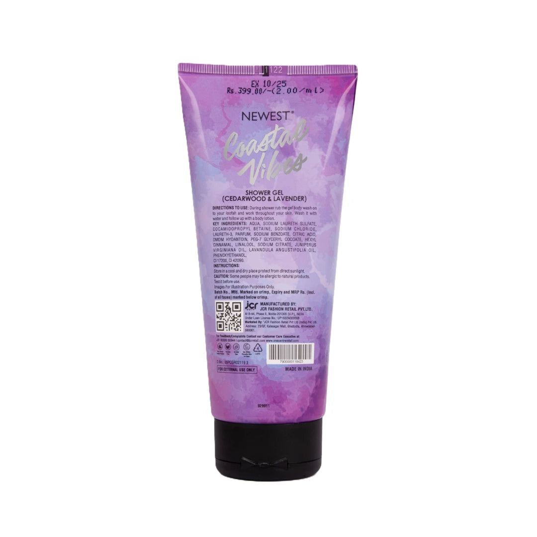 NEWEST COASTAL VIBES LAVENDER & CEDARWOOD SHOWER GEL 200ML