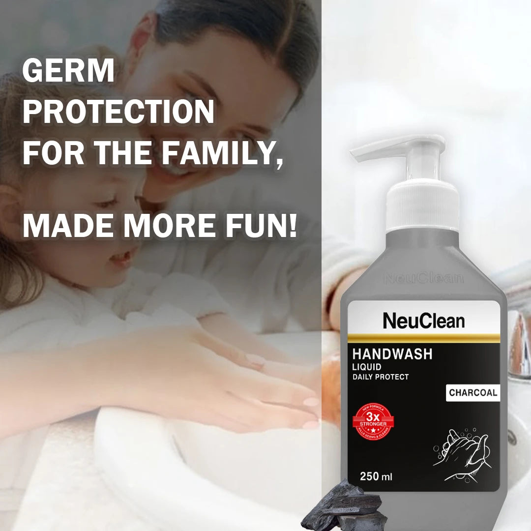 NEUCLEAN  HANDWASH LIQUID DAILY PROTECT CHARCOAL 250ML