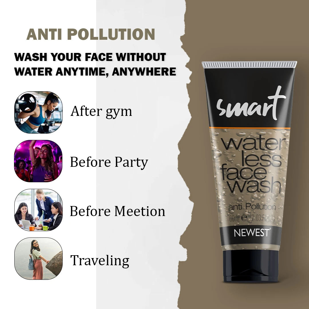 NEWEST SMART WATERLESS FACE WASH - ANTI POLLUTION (60ML)
